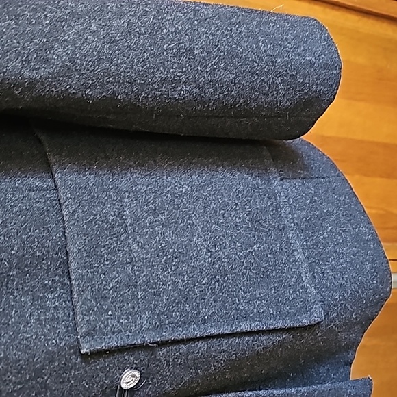 Liz Claiborne wool hooded long jacket zipper front decorative buttons Large - Picture 4 of 11